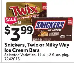Stop&Shop Snickers, Twix or Milky Way Ice Cream Bars offer