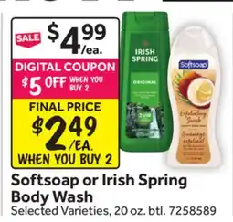 Stop&Shop Softsoap or Irish Spring Body Wash offer