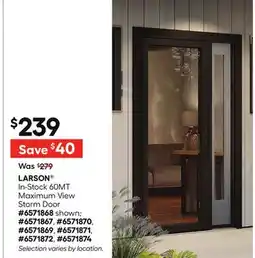 Lowe's In-Stock 60MT Maximum View Storm Door offer