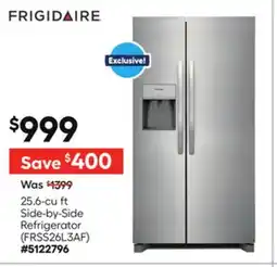 Lowe's 25.6-cu ft Side-by-Side Refrigerator (FRSS26L3AF) offer