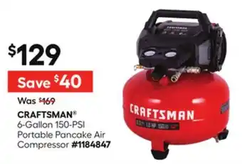 Lowe's 6-Gallon 150-PSI Portable Pancake Air Compressor offer