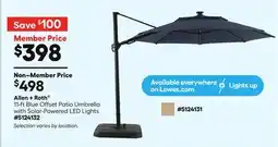 Lowe's 11-ft Blue Offset Patio Umbrella with Solar-Powered LED Lights offer