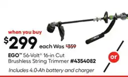 Lowe's 56-VoltG 16-in Cut Brushless String Trimmer offer