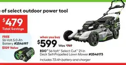 Lowe's 56-VoltG Select Cutâ¢ 21-in Deck Self-Propelled Lawn Mower offer