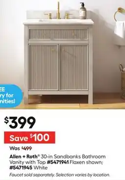 Lowe's 30-in Sandbanks Bathroom Vanity with Top offer
