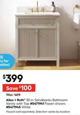 Lowe's 30-in Sandbanks Bathroom Vanity with Top offer