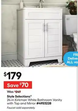 Lowe's 24-in Kirkman White Bathroom Vanity with Top and Mirror offer