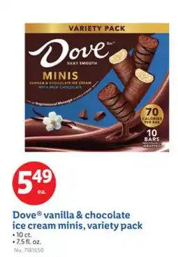 Lidl Dove vanilla & chocolate ice cream minis, variety pack offer