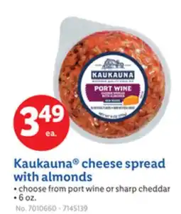 Lidl Kaukauna cheese spread with almonds offer