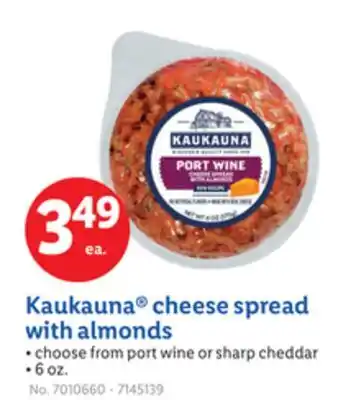 Lidl Kaukauna cheese spread with almonds offer
