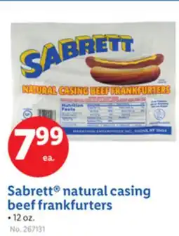 Lidl Sabrett natural casing beef frankfurters offer