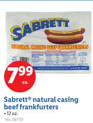 Lidl Sabrett natural casing beef frankfurters offer