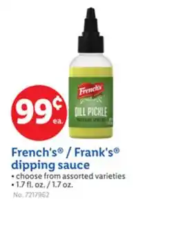 Lidl French's /Frank's dipping sauce offer
