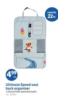 Lidl Ultimate Speed seat back organizer capacity offer