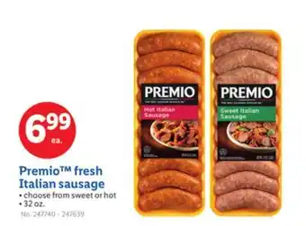 Lidl Premio fresh Italian sausage offer