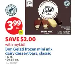 Lidl Bon Gelati frozen mini mix dairy dessert bars, classic offer