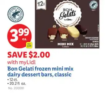 Lidl Bon Gelati frozen mini mix dairy dessert bars, classic offer