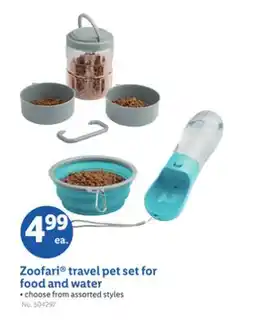 Lidl Zoofari travel pet set for food and water offer
