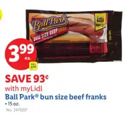 Lidl Ball Park bun size beef franks offer