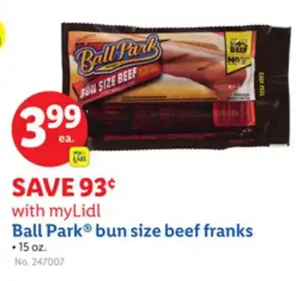 Lidl Ball Park bun size beef franks offer