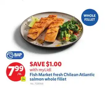 Lidl Fish Market fresh Chilean Atlantic salmon whole fillet offer