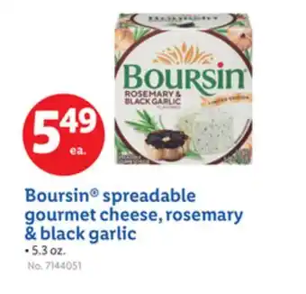 Lidl Boursin spreadable gourmet cheese, rosemary & black garlic offer