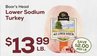 DeCicco & Sons Boar's Head Lower Sodium Turkey offer