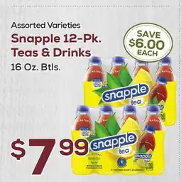 DeCicco & Sons Snapple 12-Pk. Teas & Drinks offer