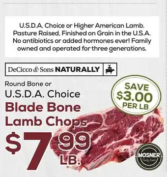 DeCicco & Sons U.S D. A. Choice Blade Bone Lamb Chops offer