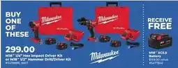 Runnings M18 1/4 Hex Impact Driver Kit or M18 1/2 Hammer Drill/Driver Kit offer