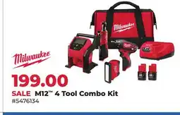 Runnings Milwaukee M12 4 Tool Combo Kit offer