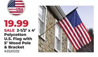 Runnings 2-1/2' x 4' Polycotton U.S Flag with 5' Wood Pole & Bracket offer