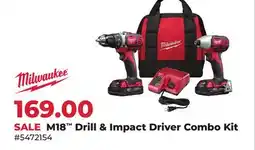 Runnings Milwaukee M18 Drill & Impact Driver Combo Kit offer