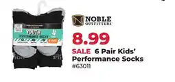 Runnings 6 Pair Kids' Performance Socks offer