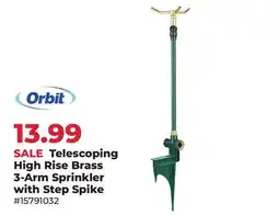Runnings Telescoping High Rise Brass 3-Arm Sprinkler with Step Spike offer