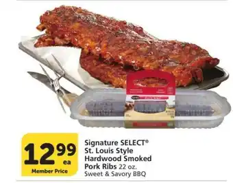 Albertsons Signature SELECT St. Louis Style Hardwood Smoked Pork Ribs - 22 oz. Sweet & Savory BBQ offer