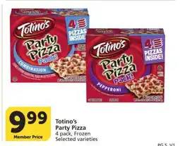 Albertsons Totino's Party Pizza - 4 pack, Frozen Selected varieties offer