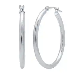 Walmart 14K White Gold 1 inch Classic Round Hoop Earrings for Women offer