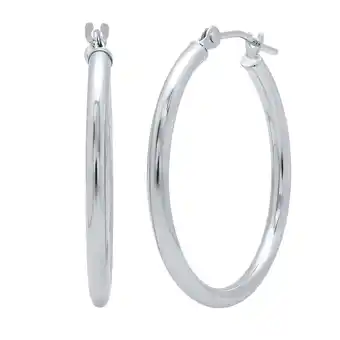 Walmart 14K White Gold 1 inch Classic Round Hoop Earrings for Women offer