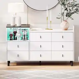 Walmart VIPLIVE Dresser, Wooden Chest of Drawer for Bedroom, 8 Drawers Dresser wth Charging Station, White offer