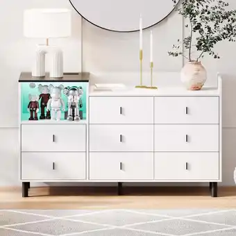 Walmart VIPLIVE Dresser, Wooden Chest of Drawer for Bedroom, 8 Drawers Dresser wth Charging Station, White offer