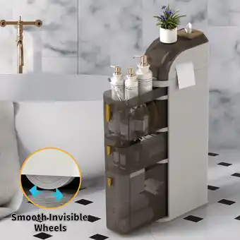 Walmart Ymokee Slim Bathroom Storage Cabinet, Waterproof Bathroom Organizer with Drawers for Small Spaces offer