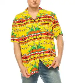 Walmart Men's Hawaiian Short Sleeve Shirt (HW08 Yellow, 4XL) offer