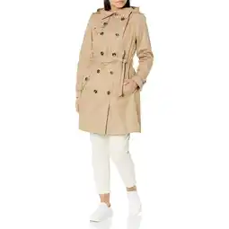 Walmart LONDON FOG Women's Stone Khaki Belted Hooded Trench Jacket Coat offer