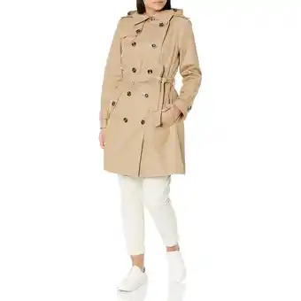 Walmart LONDON FOG Women's Stone Khaki Belted Hooded Trench Jacket Coat offer