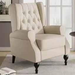 Walmart Jocisland Wingback Recliner Chair for Living Room,High Back and Thick Armrest,Fabric Light Beige offer