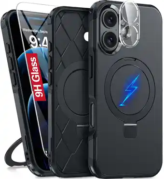 Walmart Magnetic Stand for iPhone 16 Plus Case with 9H Screen & Lens Protector offer