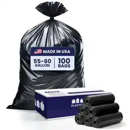 Walmart Plasticplace 55-60 Gallon Heavy Duty Trash Bags, 1.0 Mil, Black, Garbage Can Liners, 100 Count offer