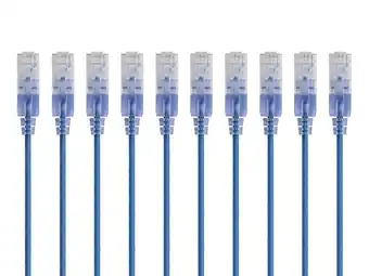 Walmart Monoprice 10-Pack, SlimRun Cat6A Ethernet Network Patch Cable, 5ft Blue offer