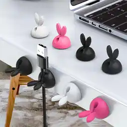 Walmart ASKMZ Rabbit Ear Shape Self-Adhesive Cable Holder 3Pcs Silicone Wire Cord Organizer Clip offer